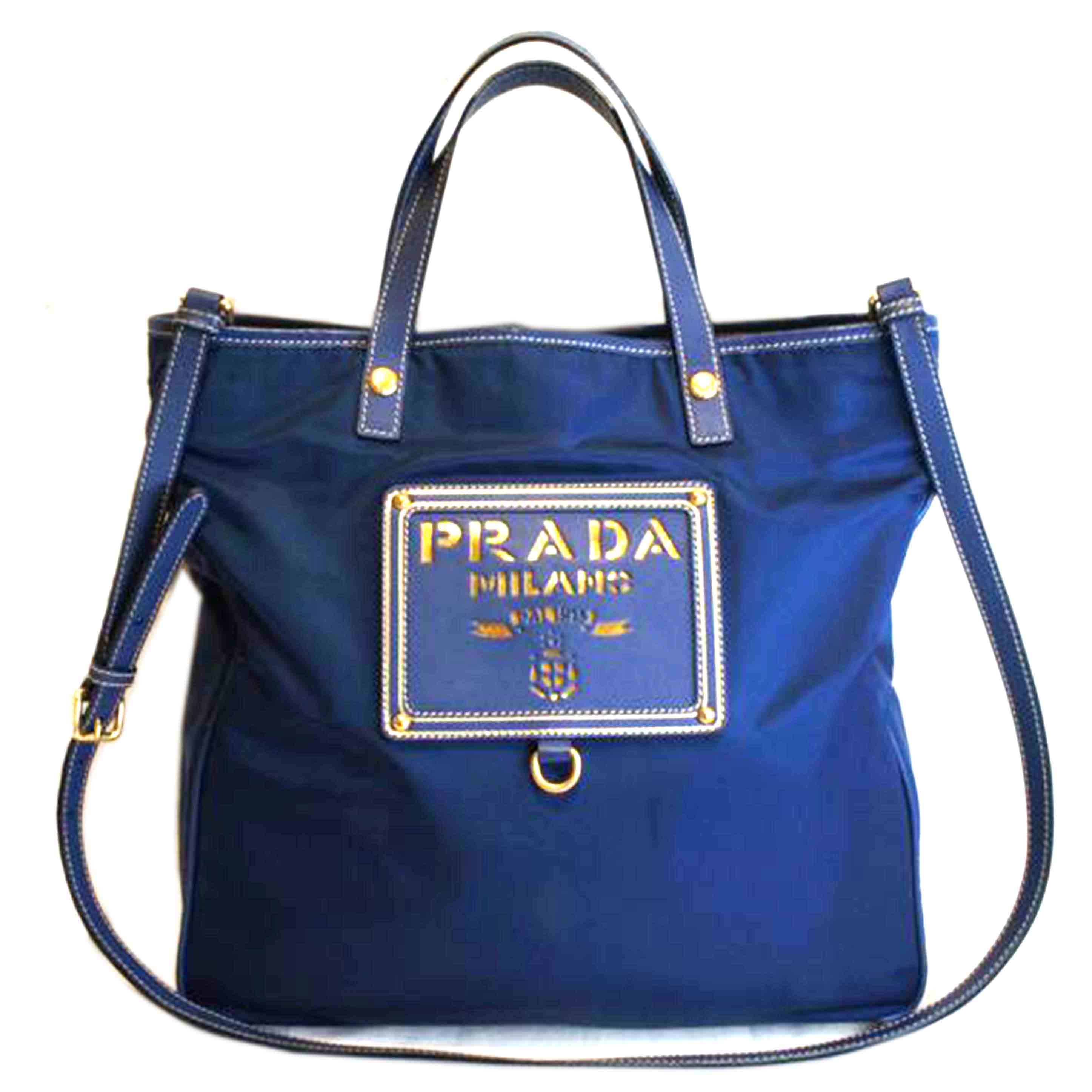 PRADA プラダ/ナイロンスクエアロゴ2Wayショルダー/ブルー//100/ABランク/92