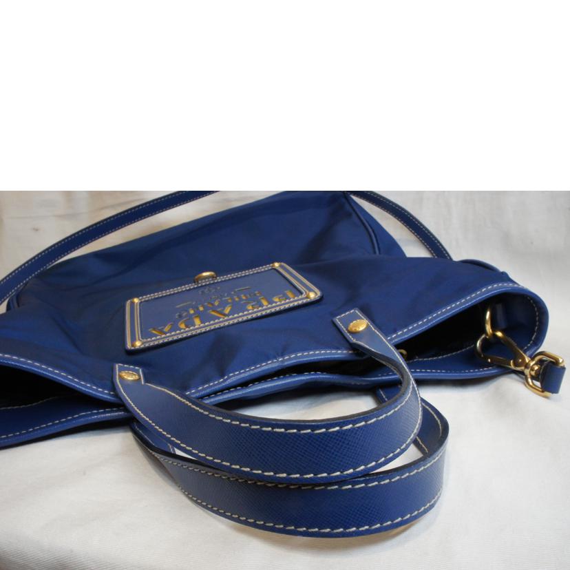 PRADA プラダ/ナイロンスクエアロゴ2Wayショルダー/ブルー//100/ABランク/92