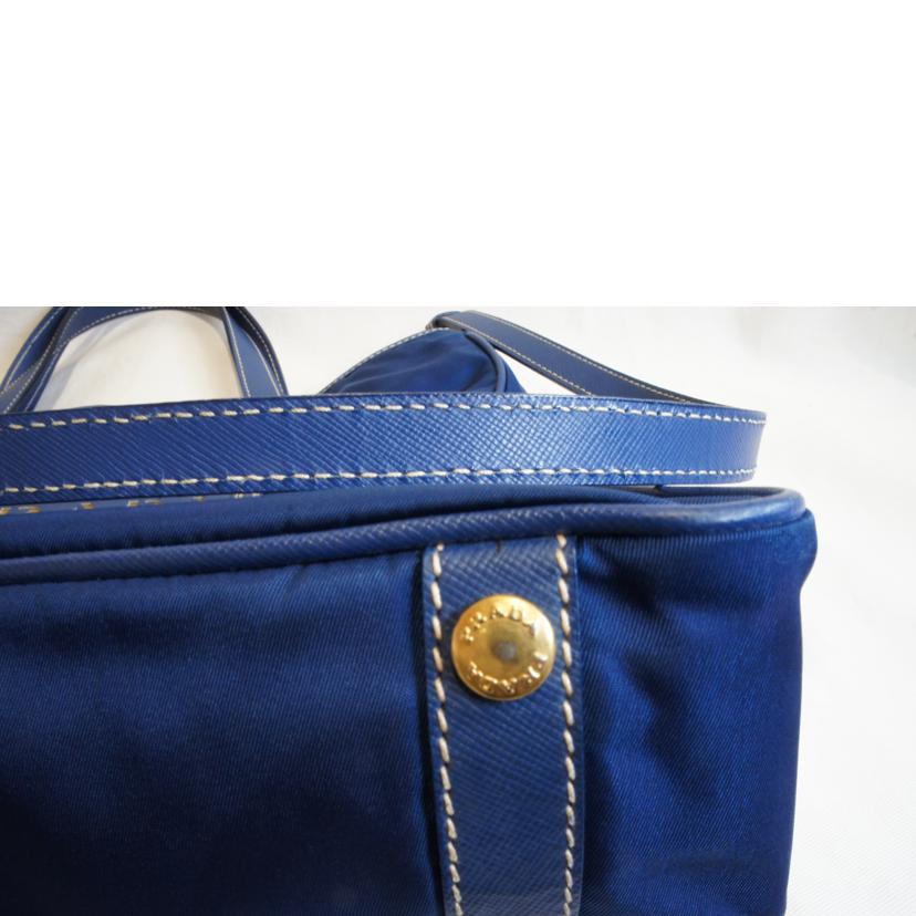 PRADA プラダ/ナイロンスクエアロゴ2Wayショルダー/ブルー//100/ABランク/92