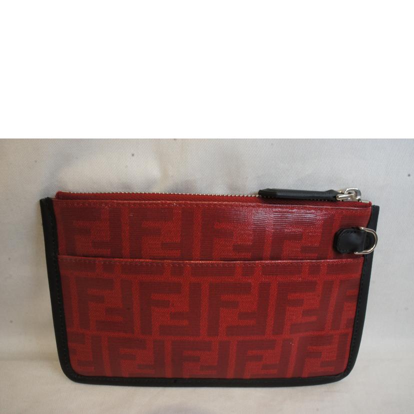 FENDI フェンディ/FFズッカ柄PVCジップポーチレッド//Aランク/92