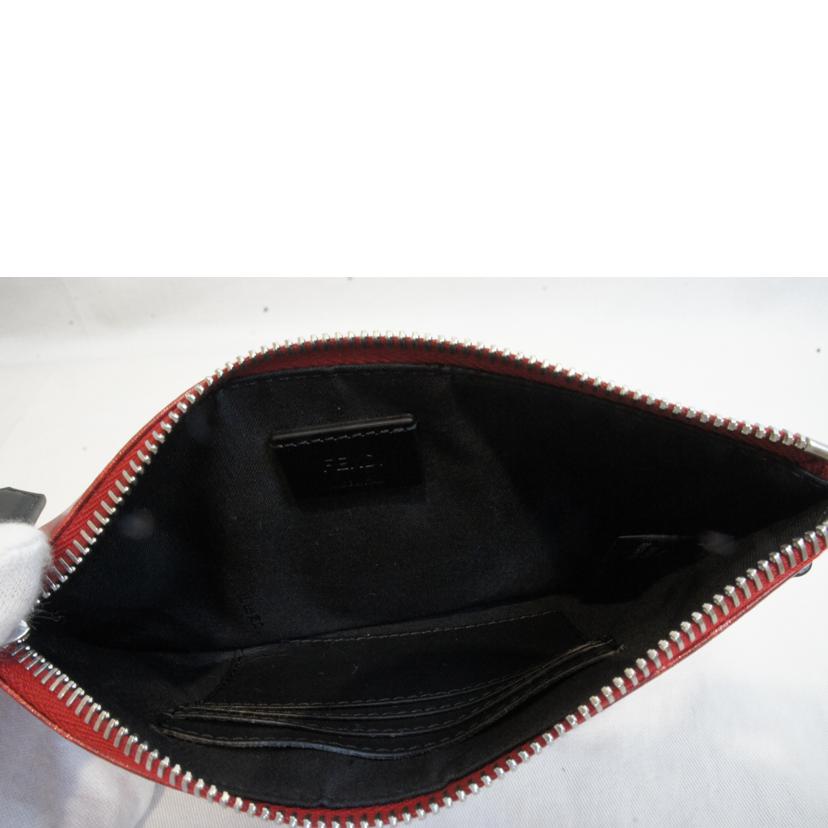 FENDI フェンディ/FFズッカ柄PVCジップポーチレッド//Aランク/92
