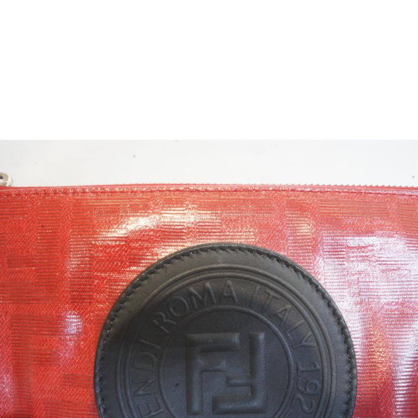 FENDI フェンディ/FFズッカ柄PVCジップポーチレッド//Aランク/92