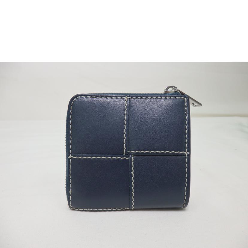 BOTTEGA VENETA ボッテガヴェネタ/カセットスクエア/コンパクトジップアラウンドウォレット/ディープブルー/ナチュラル/765782V39K23330//A00*******/SAランク/84