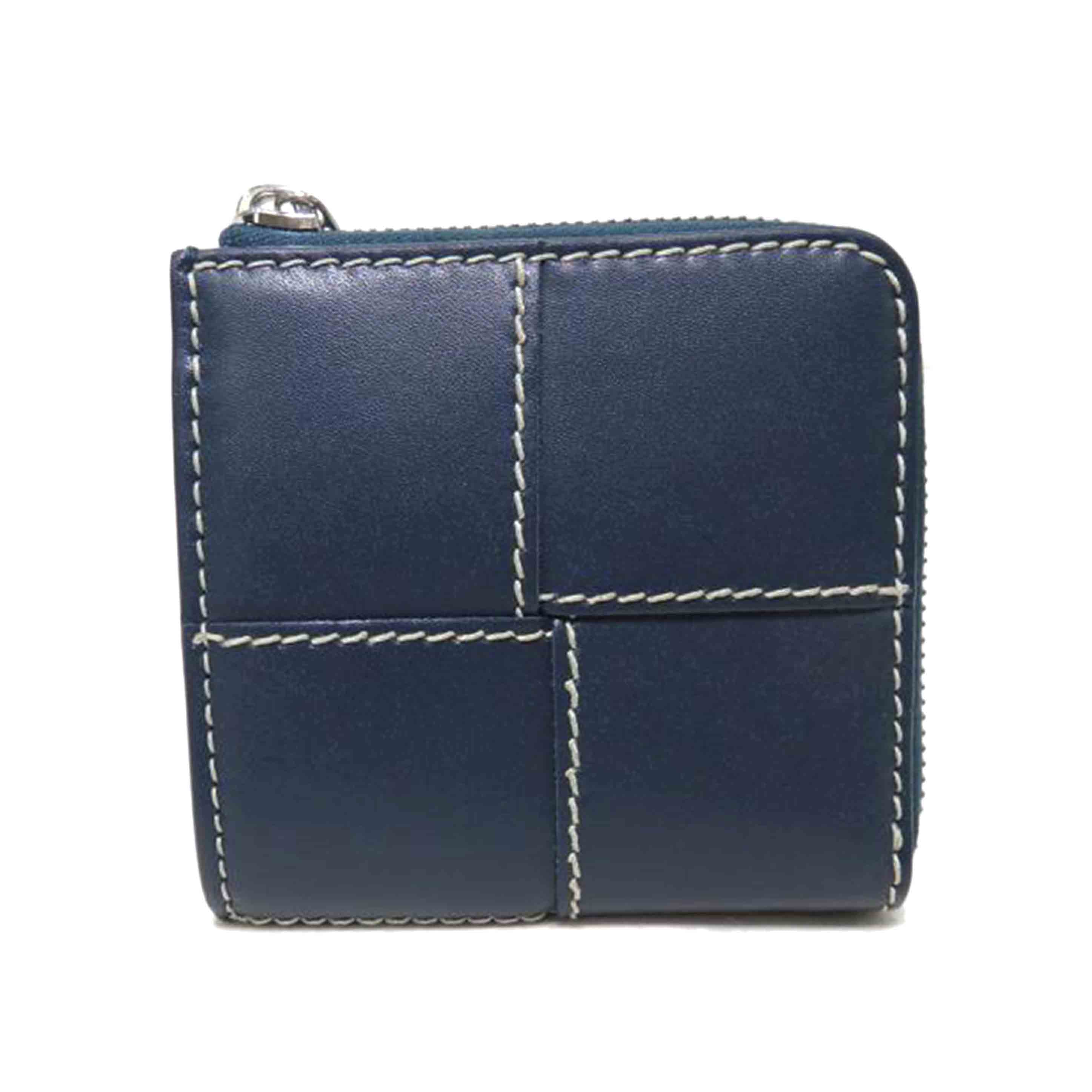 BOTTEGA VENETA ボッテガヴェネタ/カセットスクエア/コンパクトジップアラウンドウォレット/ディープブルー/ナチュラル/765782V39K23330//A00*******/SAランク/84