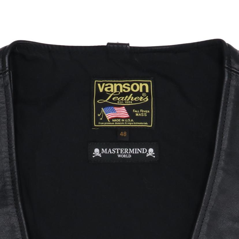 VANSON/ボーンレザーベスト/MW25C15-VE100//サイズ:48/Aランク/91