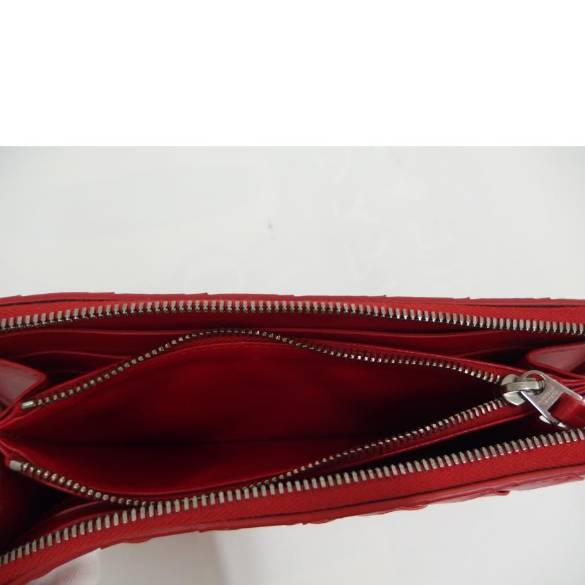 BOTTEGA ボッテガ/イントレチャートラウンドファスナー/赤/593217//Aランク/82