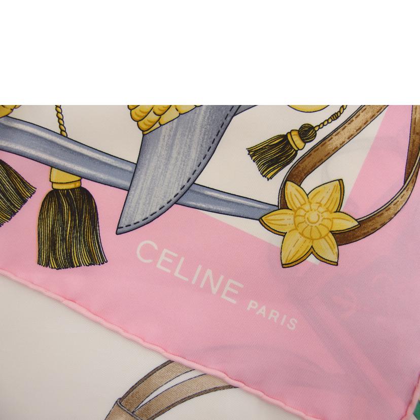 CELINE セリーヌ/◇シルクスカーフ/馬柄/ピンク×ホワイト//ABランク/04