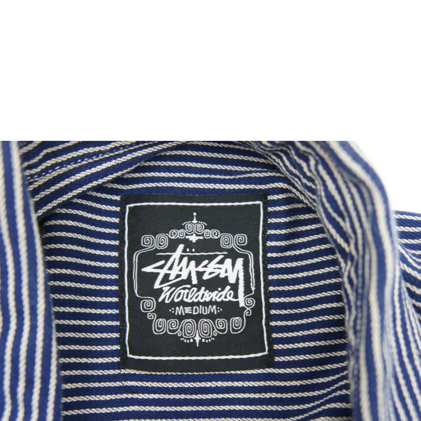 STUSSY ステューシー/ヒッコリーストライプ柄 半袖ワークシャツ//サイズ M/Bランク/05
