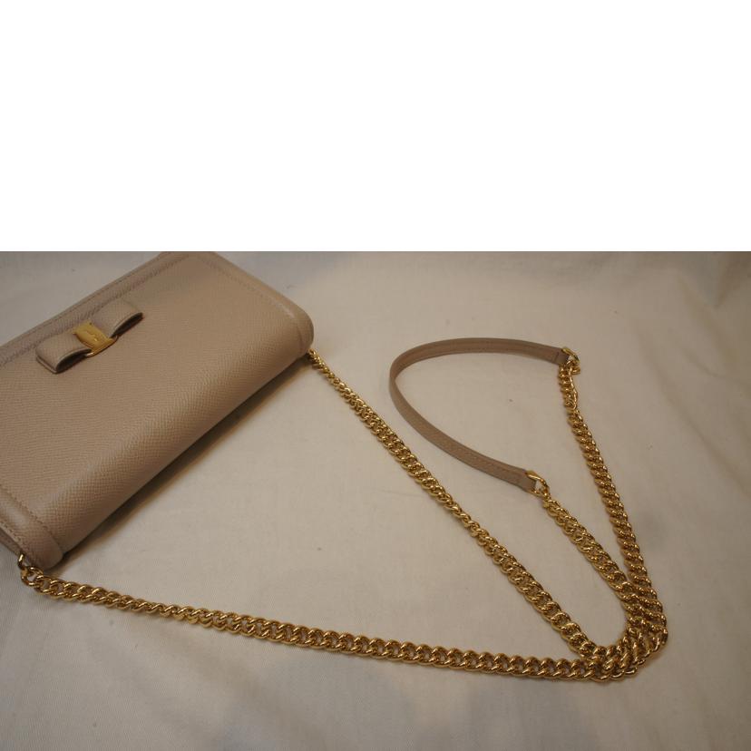 S.Ferragamo フェラガモ/バラリボンチェーンショルダー/ベージュ//SAランク/92