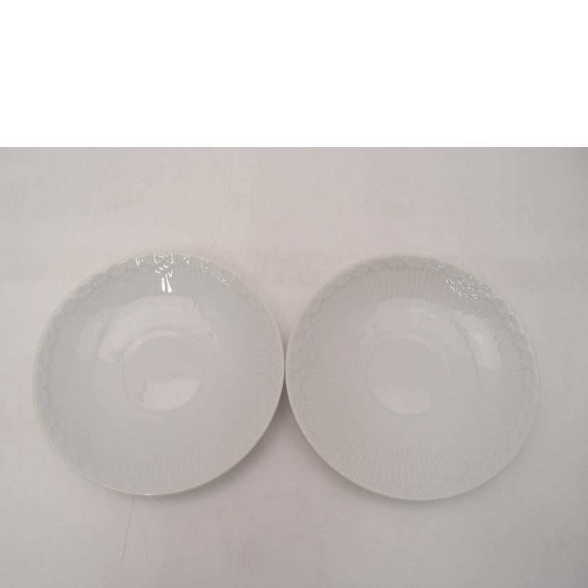 ROYAL COPENHAGEN ロイヤルコペンハーゲン/ホワイトフルーテッド ハーフレース カップ&ソーサー2客セット//SAランク/69