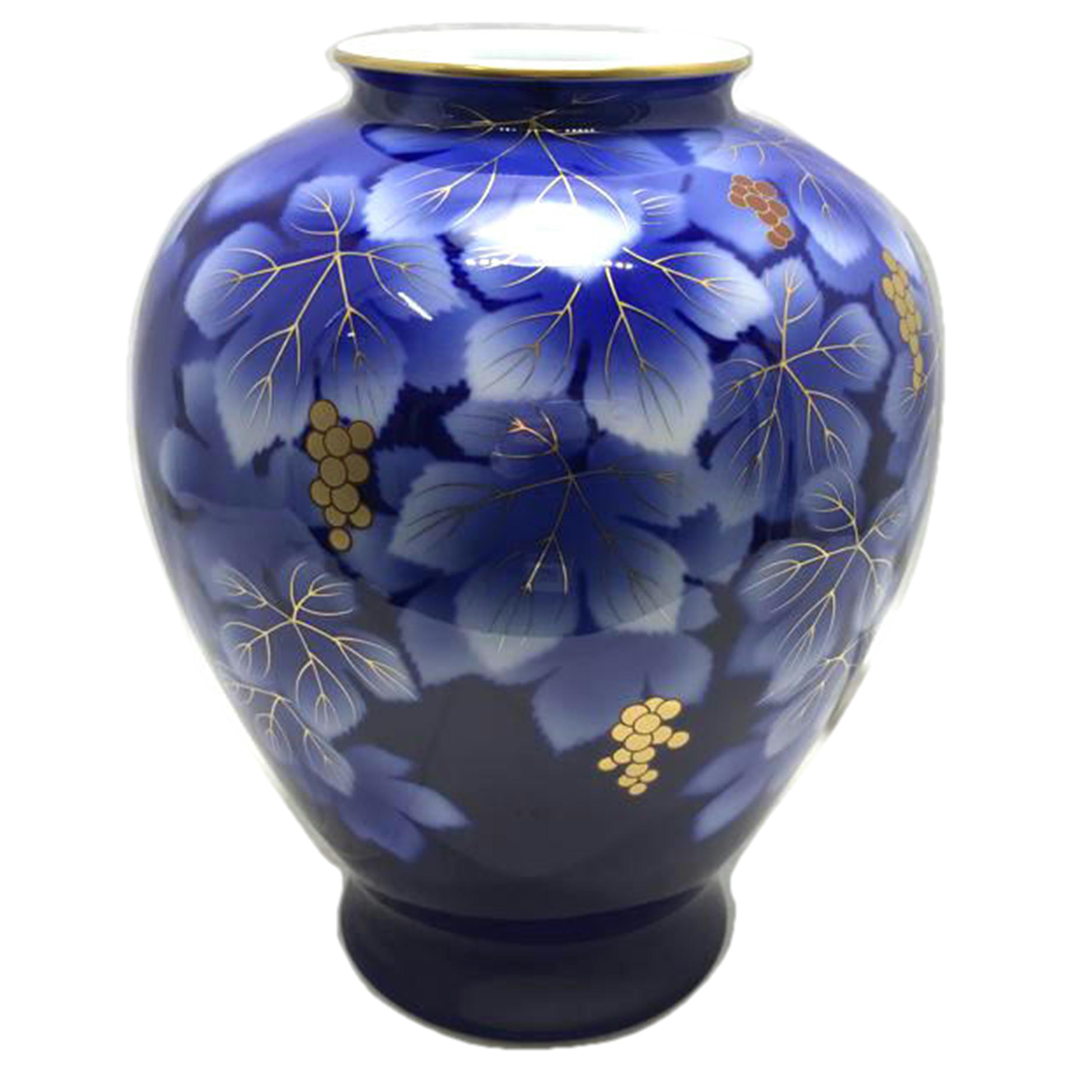 FUKAGAWASEIJI 深川製磁/呉須葡萄 F型9号花生//ABランク/51