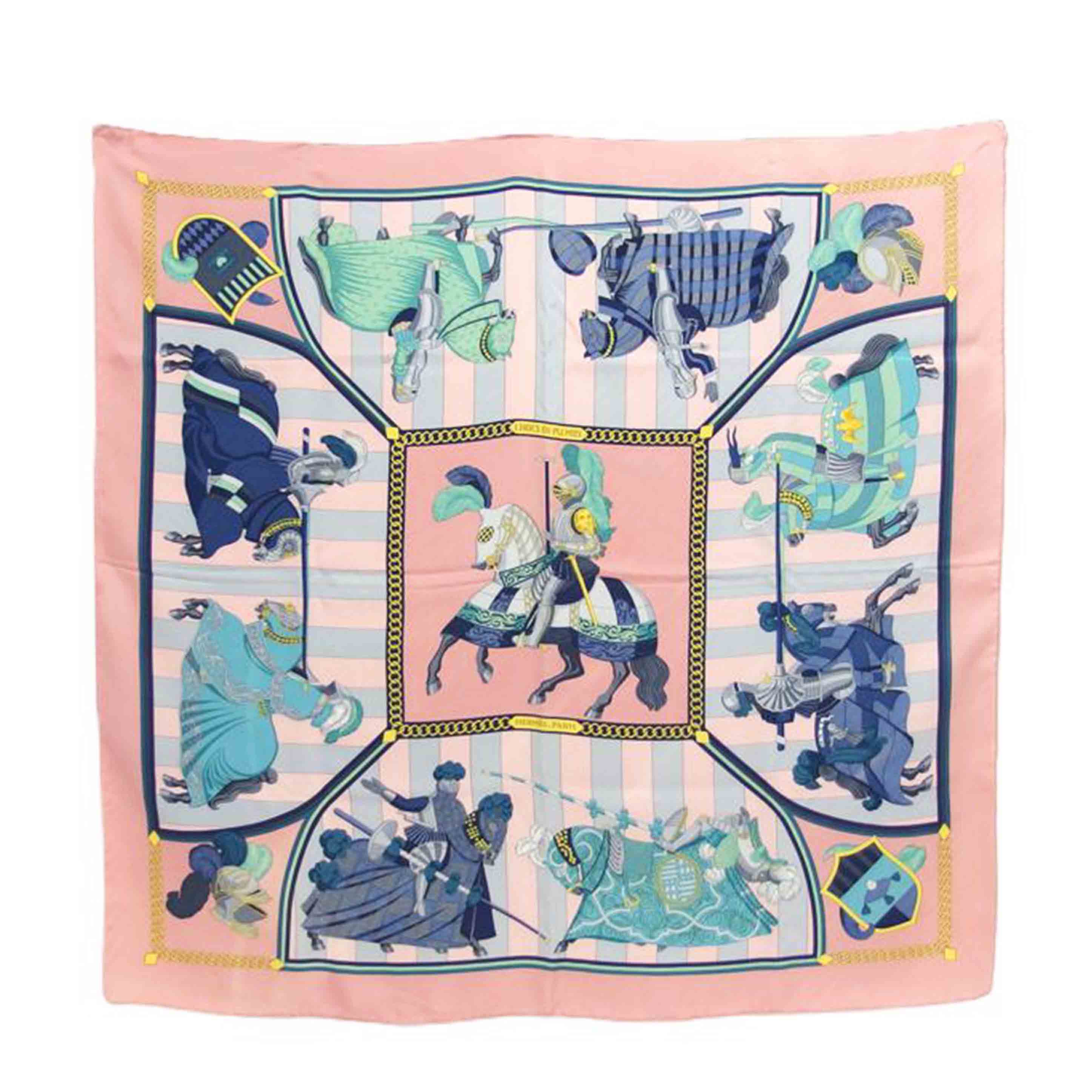 HERMES エルメス/◇カレ90/シルクスカーフ/ピンク 羽織りの激突//Bランク/04