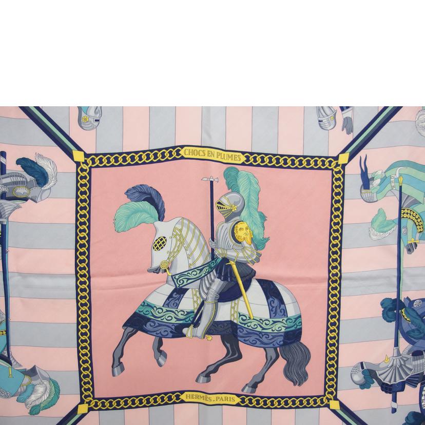 HERMES エルメス/◇カレ90/シルクスカーフ/ピンク 羽織りの激突//Bランク/04