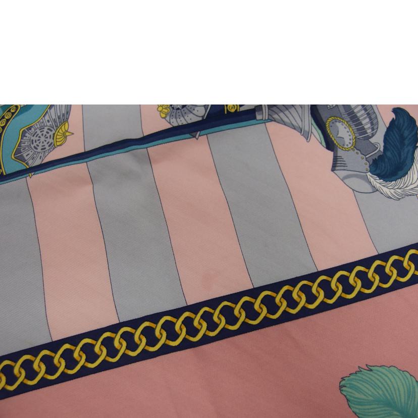 HERMES エルメス/◇カレ90/シルクスカーフ/ピンク 羽織りの激突//Bランク/04
