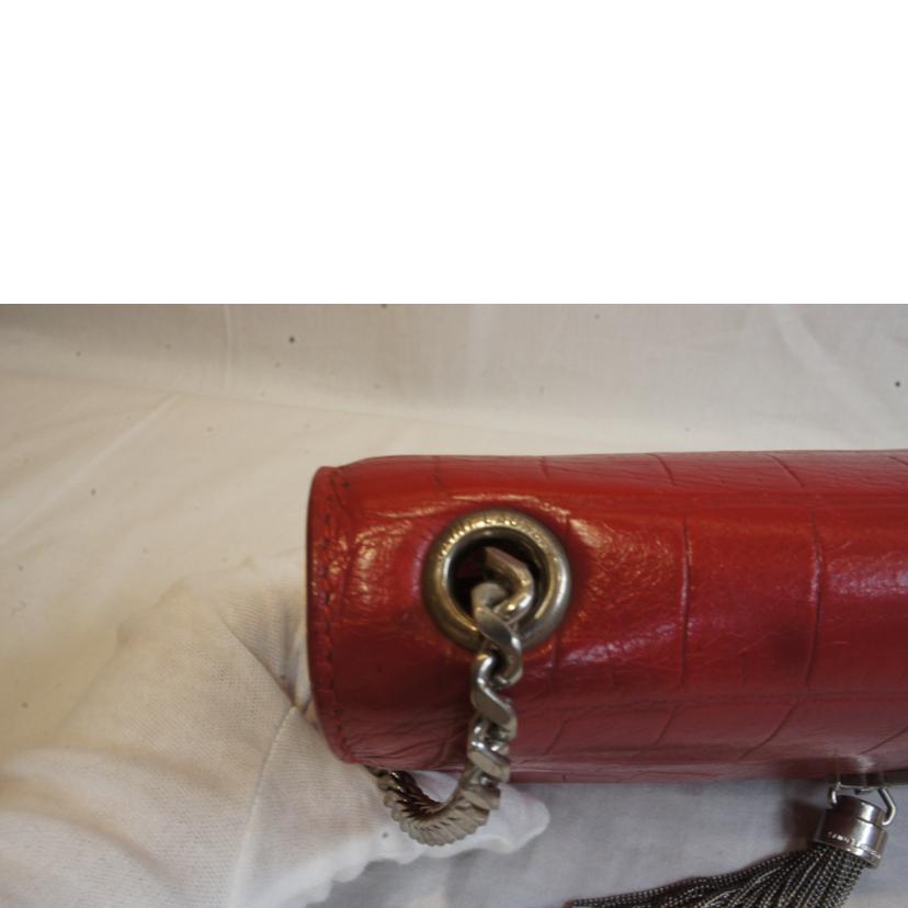 SAINT LAURENT サンローラン/YSLロゴクロコ型押レザーチェーンショルダーレッド//ABランク/92