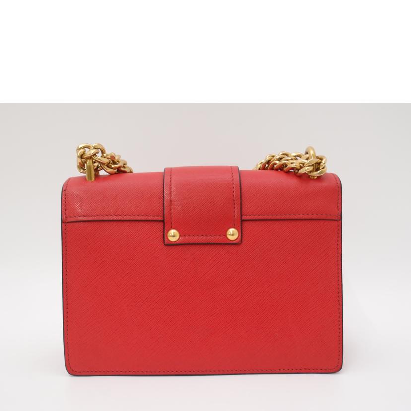 PRADA プラダ/サフィアーノチェーンショルダー/レッド/1BD089//59/Aランク/69