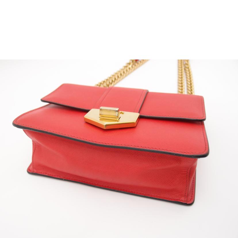 PRADA プラダ/サフィアーノチェーンショルダー/レッド/1BD089//59/Aランク/69