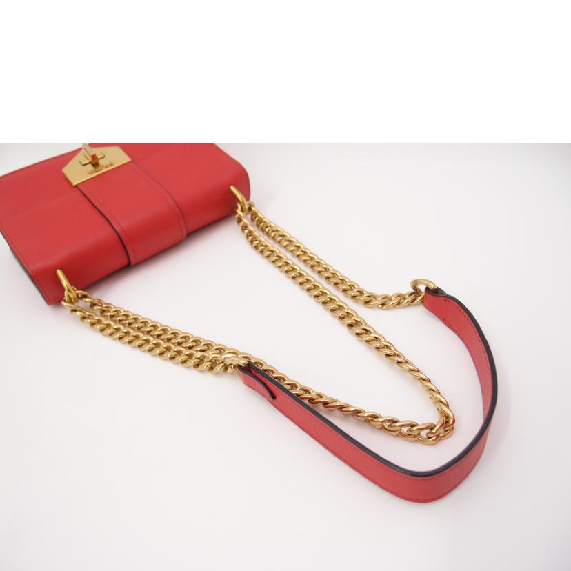 PRADA プラダ/サフィアーノチェーンショルダー/レッド/1BD089//59/Aランク/69