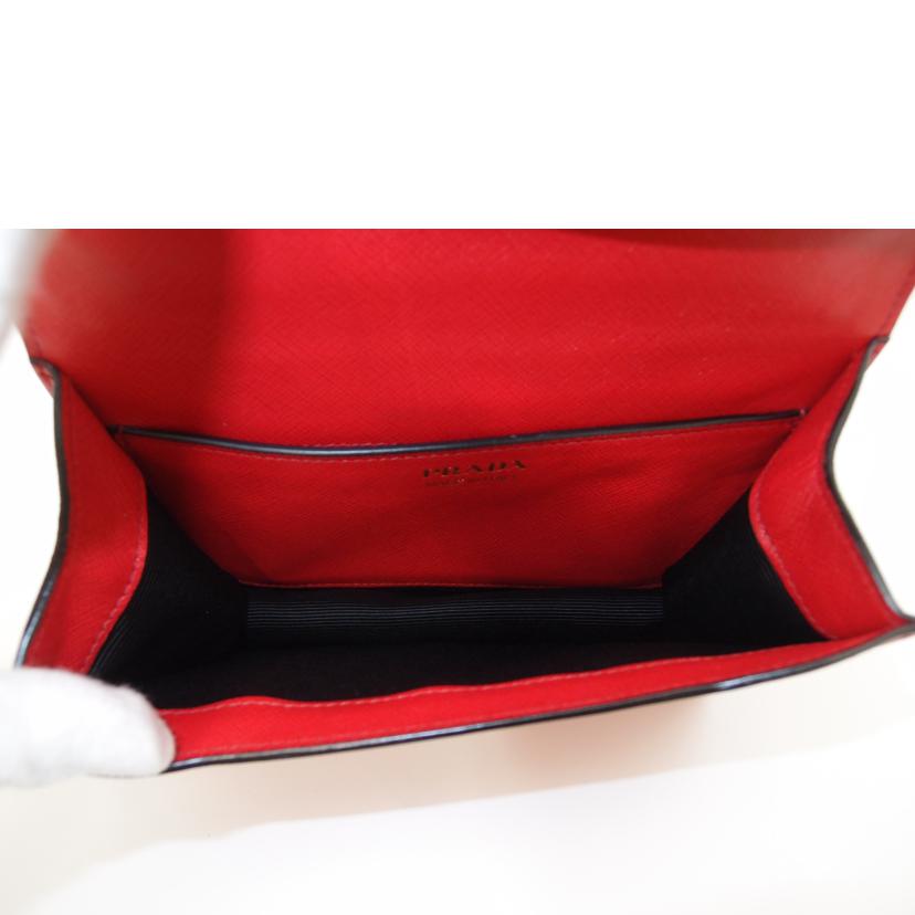 PRADA プラダ/サフィアーノチェーンショルダー/レッド/1BD089//59/Aランク/69