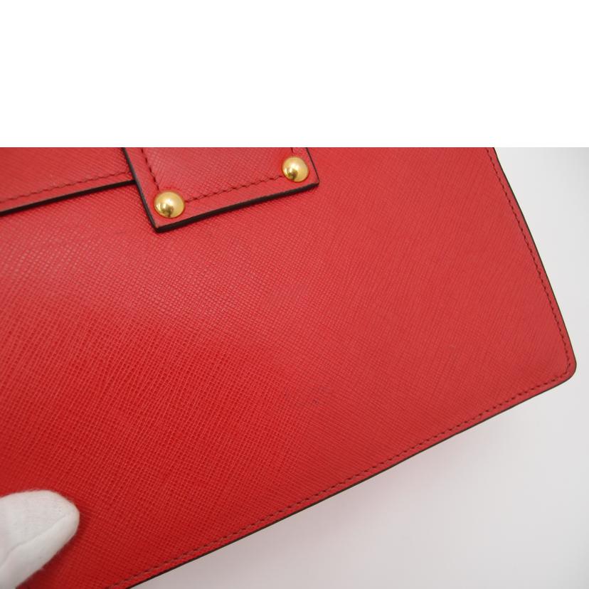 PRADA プラダ/サフィアーノチェーンショルダー/レッド/1BD089//59/Aランク/69