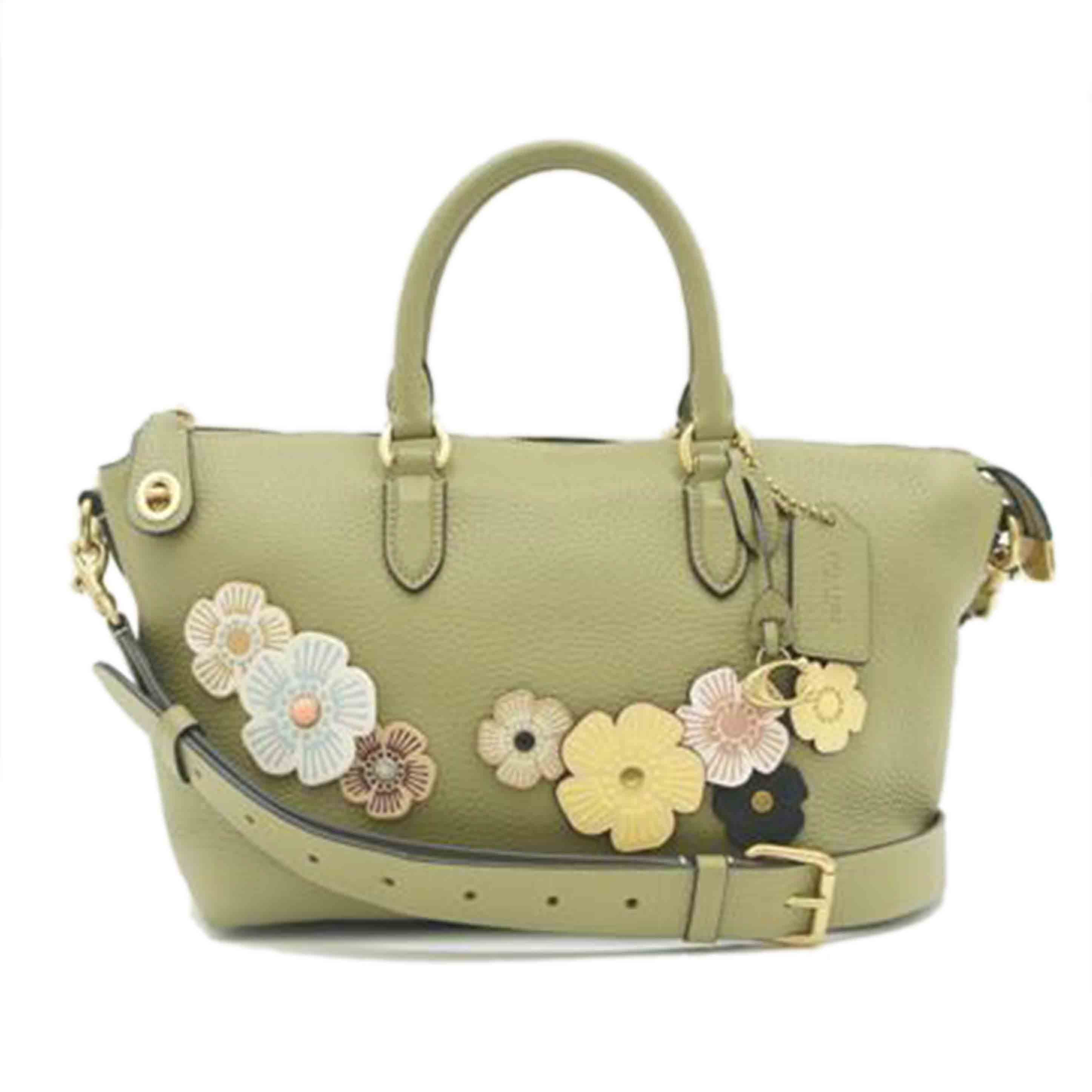 COACH コーチ/サッチェルハンドフラワーアップリケ/グリーン/CE741//J23**/Aランク/75