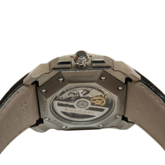 BVLGARI ブルガリ/オクトヴェロッチェシモクロノグラフ/裏スケ/レザーベルト/BGO41SCH//OP0***/Aランク/92
