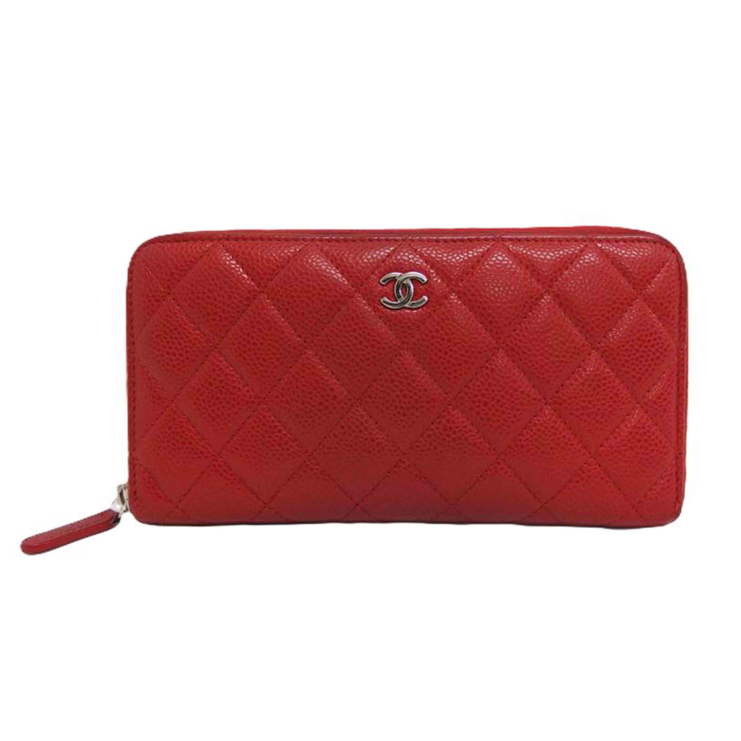 CHANEL シャネル/キャビアスキンラウンドファスナー長財布/レッド//215*****/Bランク/04