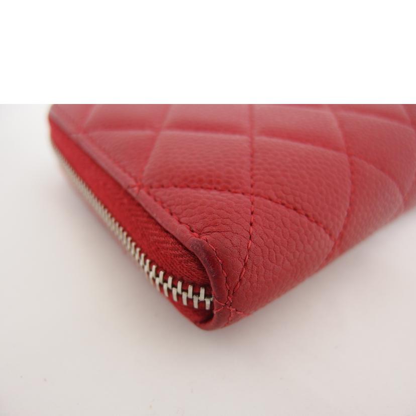 CHANEL シャネル/キャビアスキンラウンドファスナー長財布/レッド//215*****/Bランク/04