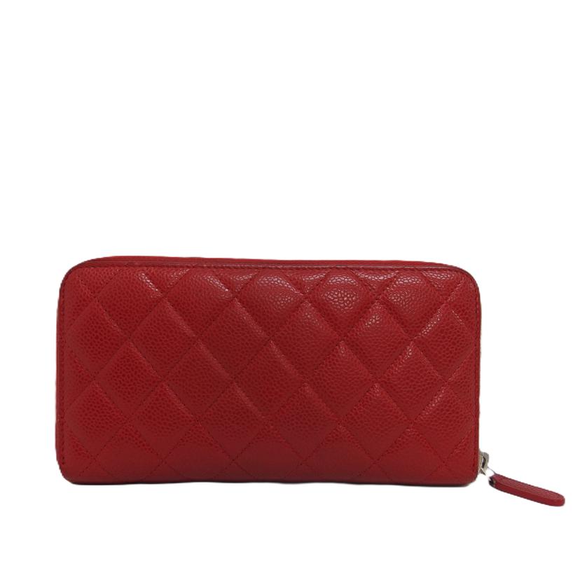 CHANEL シャネル/キャビアスキンラウンドファスナー長財布/レッド//215*****/Bランク/04
