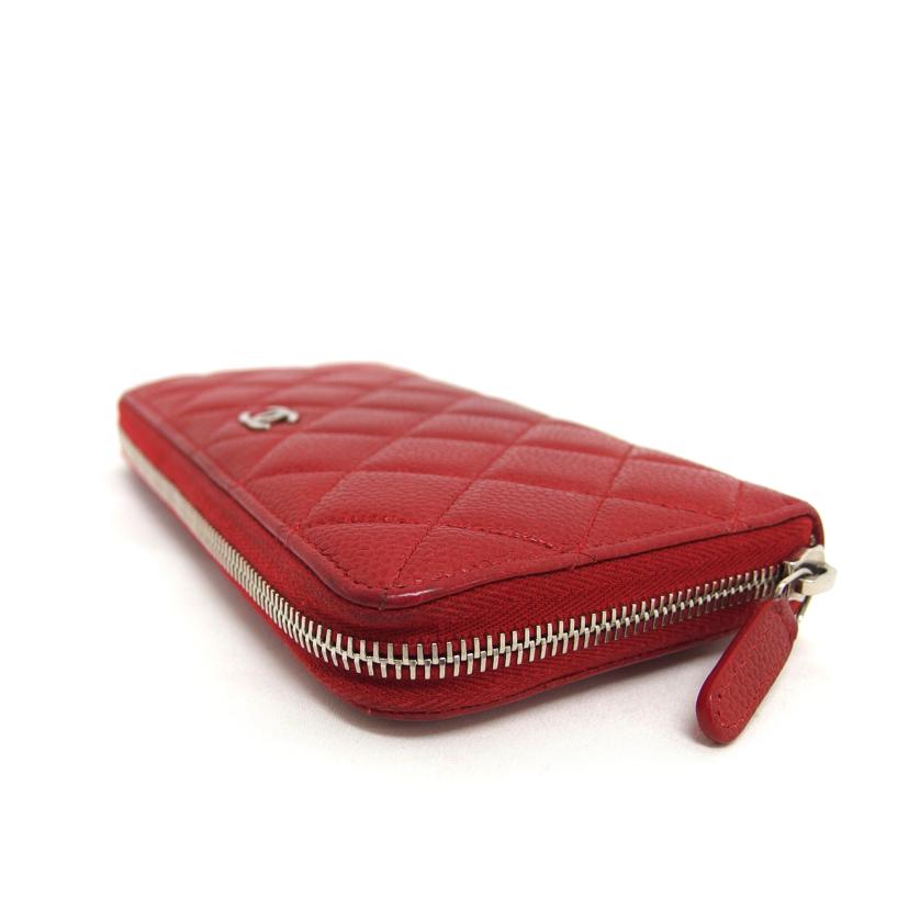 CHANEL シャネル/キャビアスキンラウンドファスナー長財布/レッド//215*****/Bランク/04