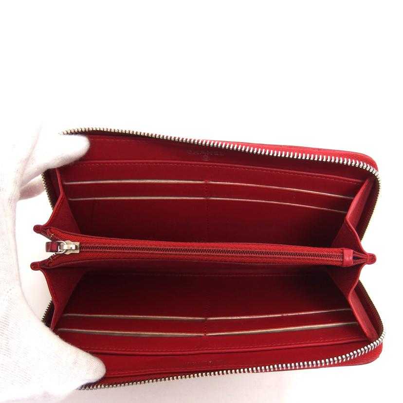 CHANEL シャネル/キャビアスキンラウンドファスナー長財布/レッド//215*****/Bランク/04