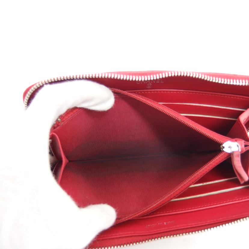 CHANEL シャネル/キャビアスキンラウンドファスナー長財布/レッド//215*****/Bランク/04