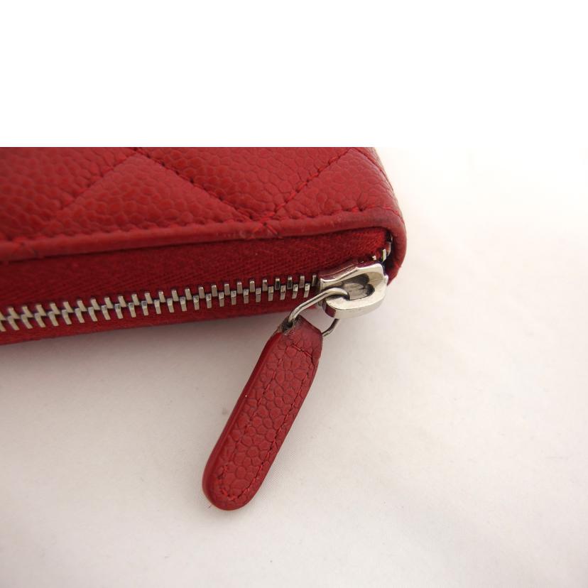 CHANEL シャネル/キャビアスキンラウンドファスナー長財布/レッド//215*****/Bランク/04