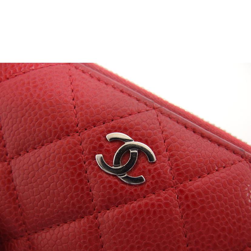 CHANEL シャネル/キャビアスキンラウンドファスナー長財布/レッド//215*****/Bランク/04