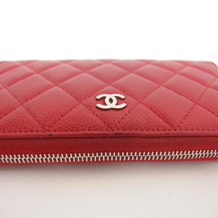 CHANEL シャネル/キャビアスキンラウンドファスナー長財布/レッド//215*****/Bランク/04