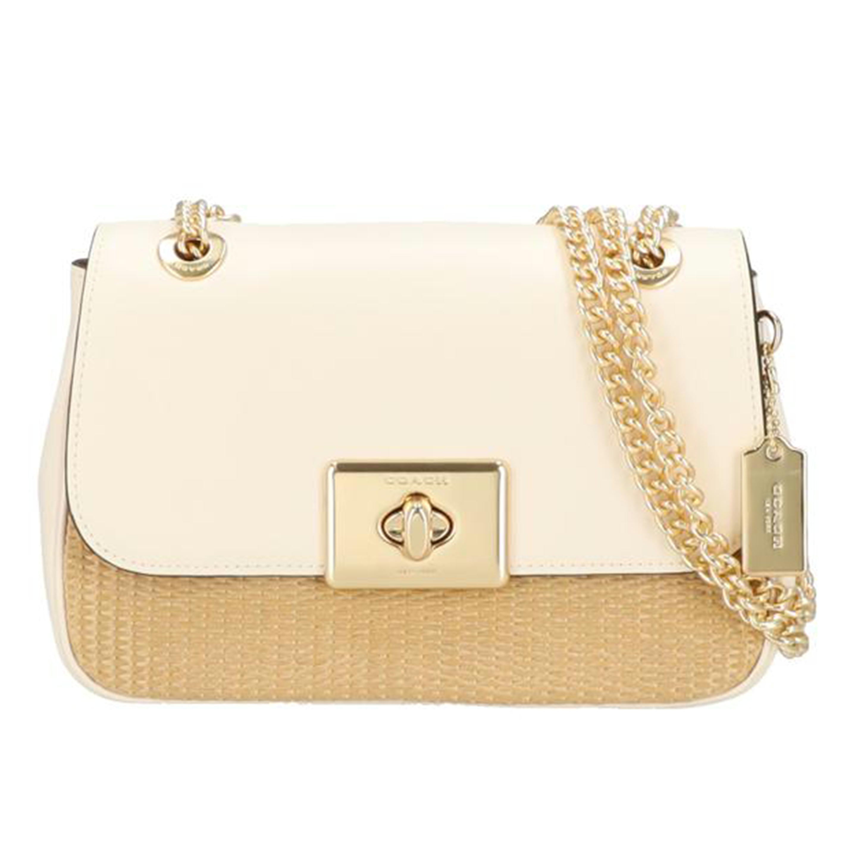 COACH コーチ/レザー×ストローチェーンショルダー/ホワイト系/F72885//B19**/Aランク/77