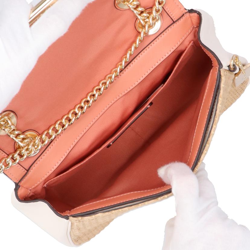 COACH コーチ/レザー×ストローチェーンショルダー/ホワイト系/F72885//B19**/Aランク/77