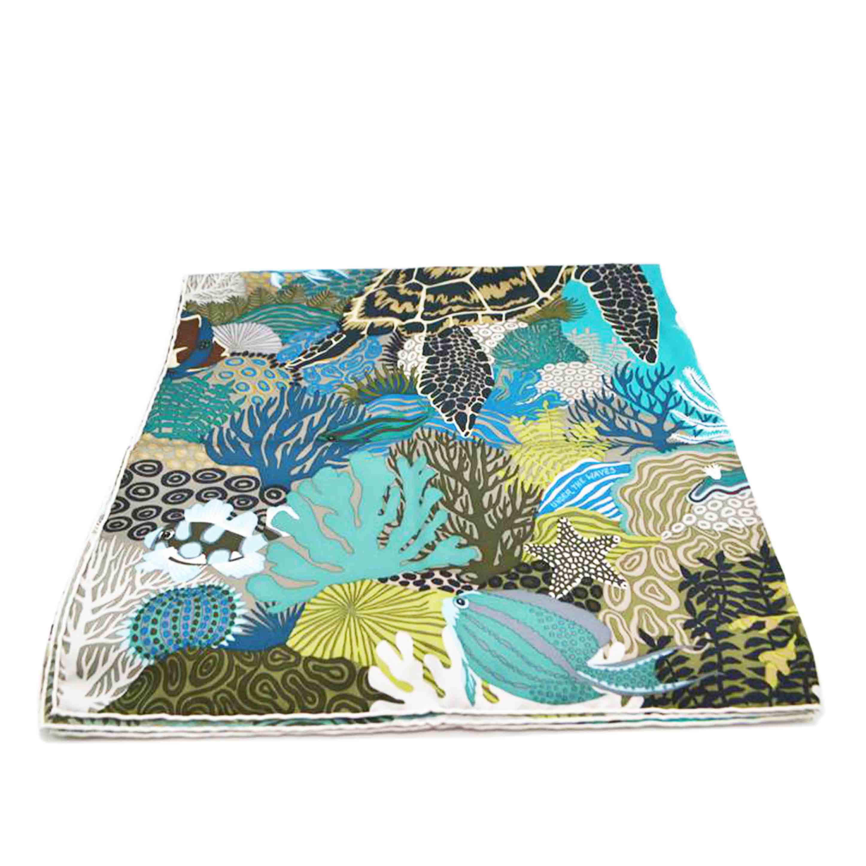 HERMES エルメス/UNDER THE WAVES カレ90/ブルー//SAランク/89