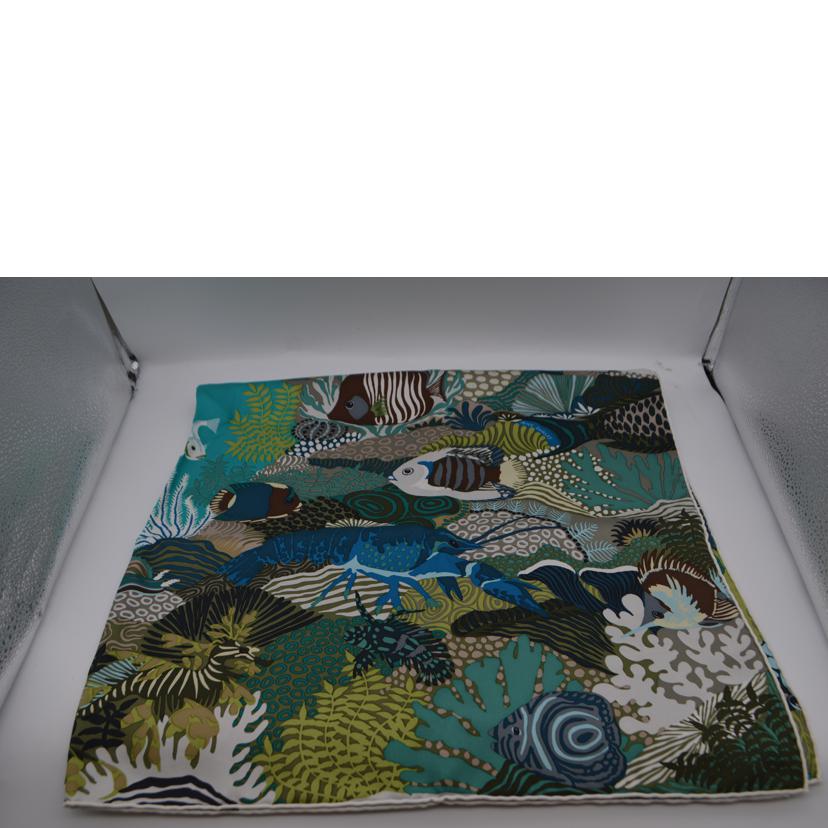 HERMES エルメス/UNDER THE WAVES カレ90/ブルー//SAランク/89