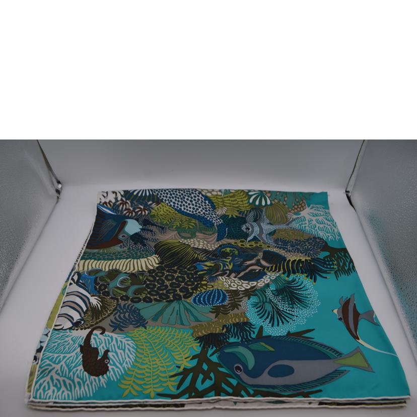 HERMES エルメス/UNDER THE WAVES カレ90/ブルー//SAランク/89