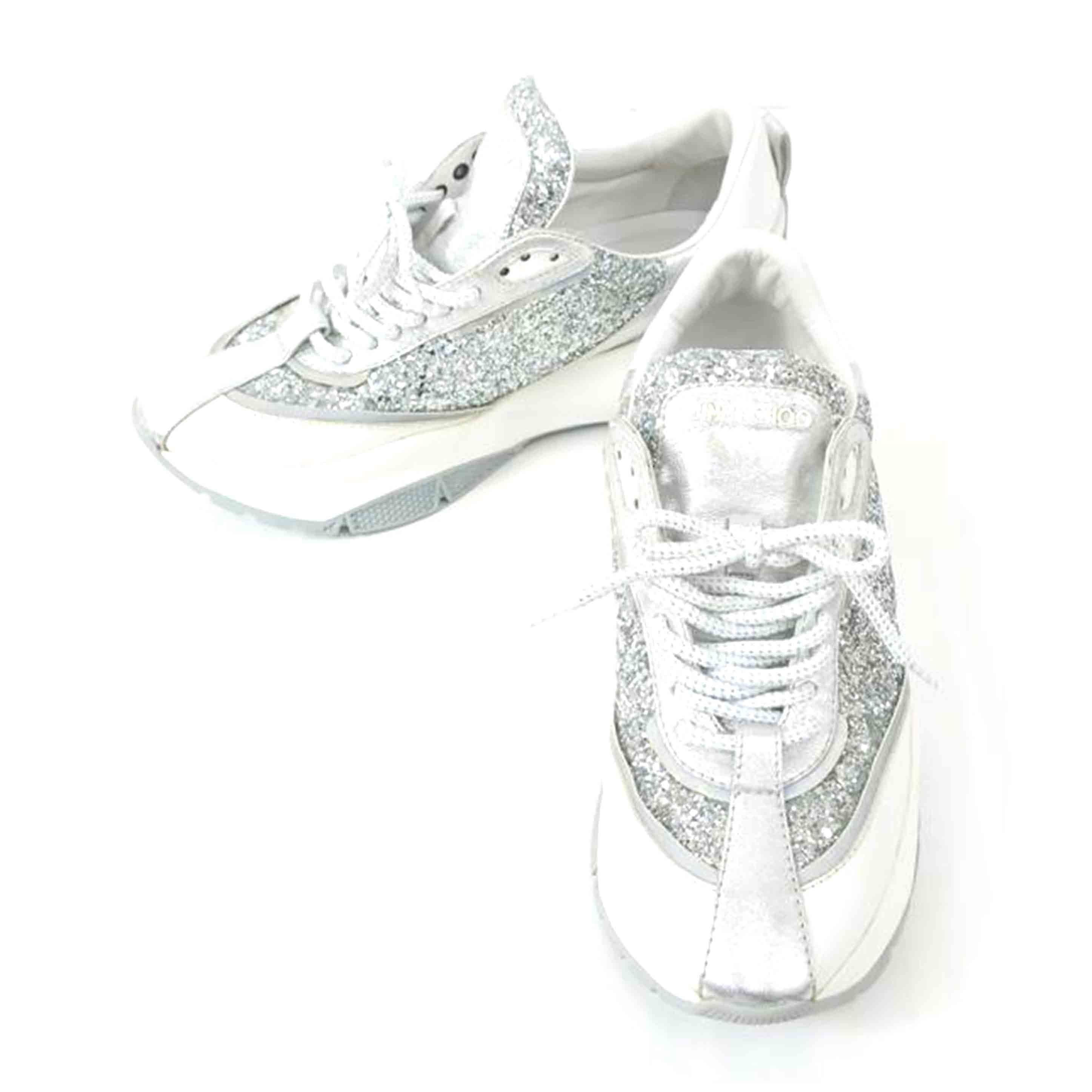 JIMMY CHOO ジミーチュウ/RAINEシルバーグリッダースニーカー サイズ42 27.0cm//BCランク/65