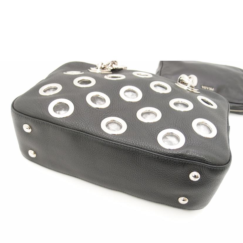 PRADA プラダ/パンチングチェーンショルダー/ブラック//117/Aランク/69