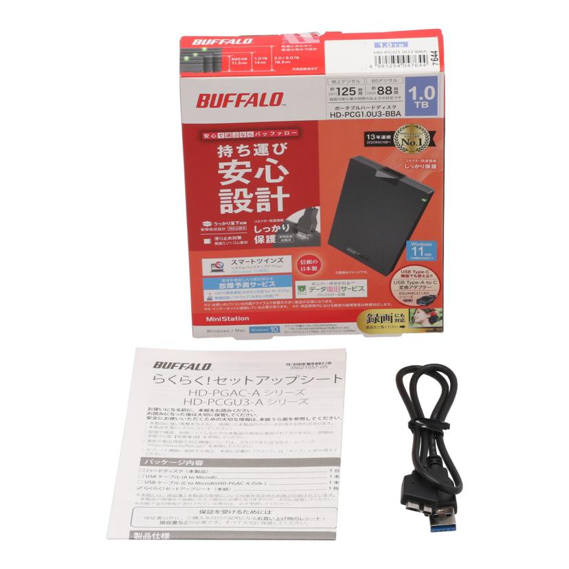 BUFFALO バッファロー /ポータブルHDD 1TB/HD-PCG1.0U3-BBA//40476450229755/ABランク/75