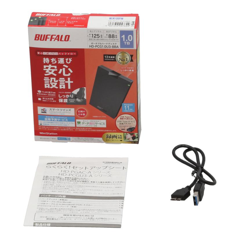 BUFFALO バッファロー /ポータブルHDD 1TB/HD-PCG1.0U3-BBA//40476450229724/Bランク/75