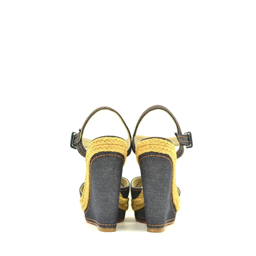 Louboutin/25/ルブタンウエッジソールデニムサンダル/#S//ABランク/75
