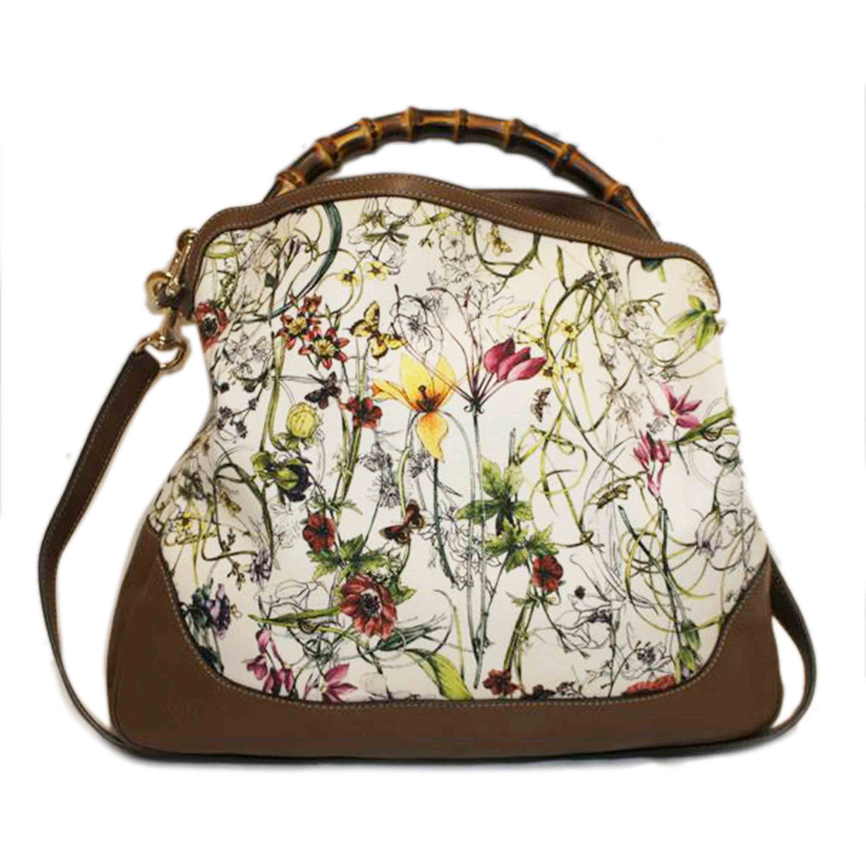 GUCCI グッチ/キャンパスバンブーダイアナ花柄ショルダーバッグ/282315//520***/Aランク/92