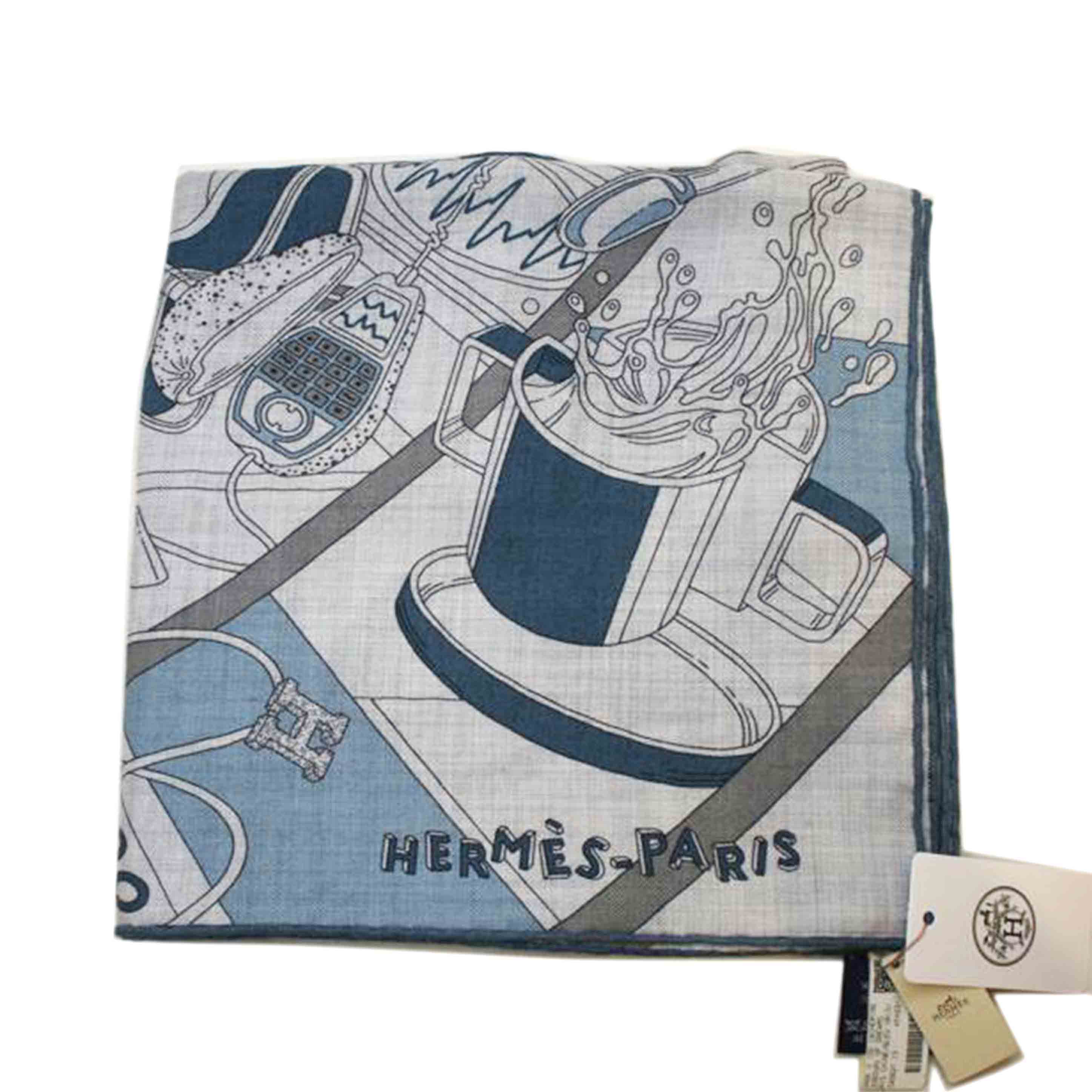 HERMES エルメス/カレH100カシミヤシルクストール FAUBOURG OF DREAMS"//Sランク/92