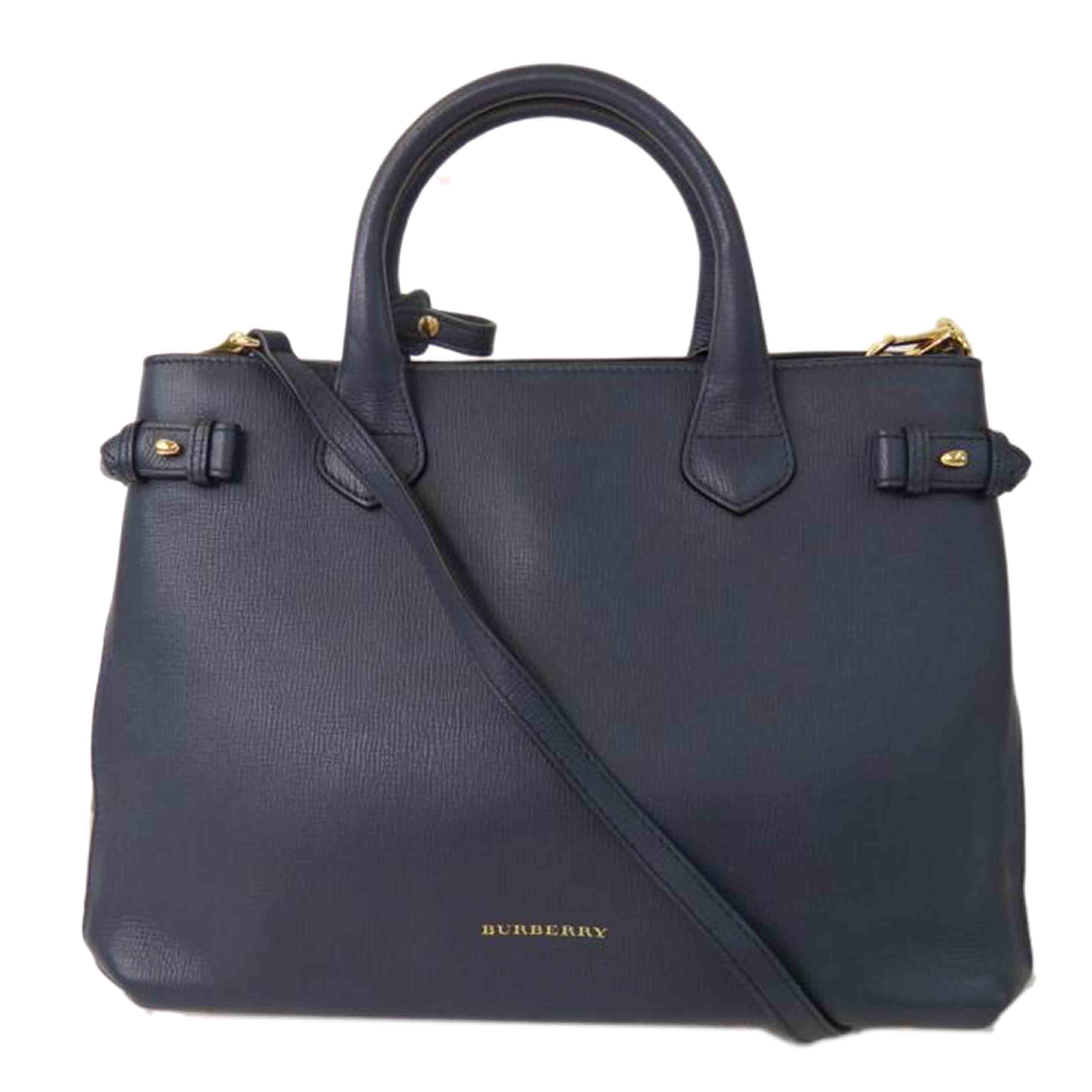 BURBERRY バーバリー/レザー2wayハンドバッグ/紺/サイドチェック//Aランク/84