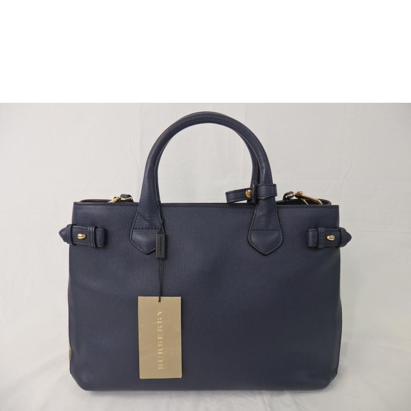 BURBERRY バーバリー/レザー2wayハンドバッグ/紺/サイドチェック//Aランク/84