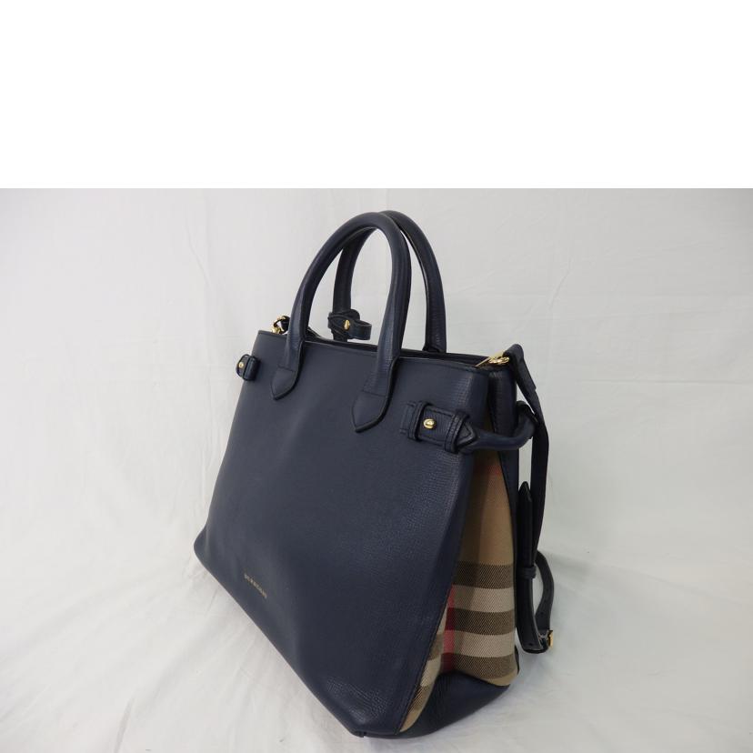 BURBERRY バーバリー/レザー2wayハンドバッグ/紺/サイドチェック//Aランク/84